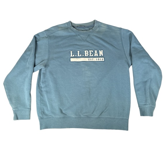L.L. Bean Other - LL Bean Embroidered Logo Sweatshirt Sz M Vintage Blue Distressed